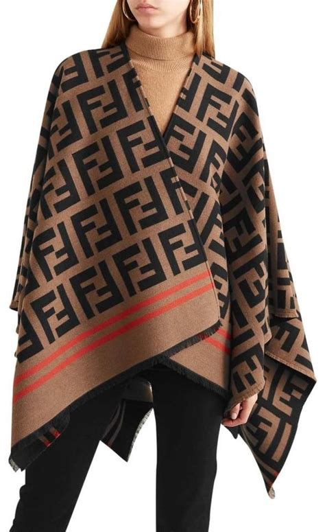 fendi black and brown scarf|fendi poncho women's.